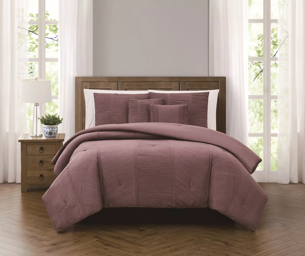Broyhill Purple Crinkle 5-Piece Comforter Set - Image 2