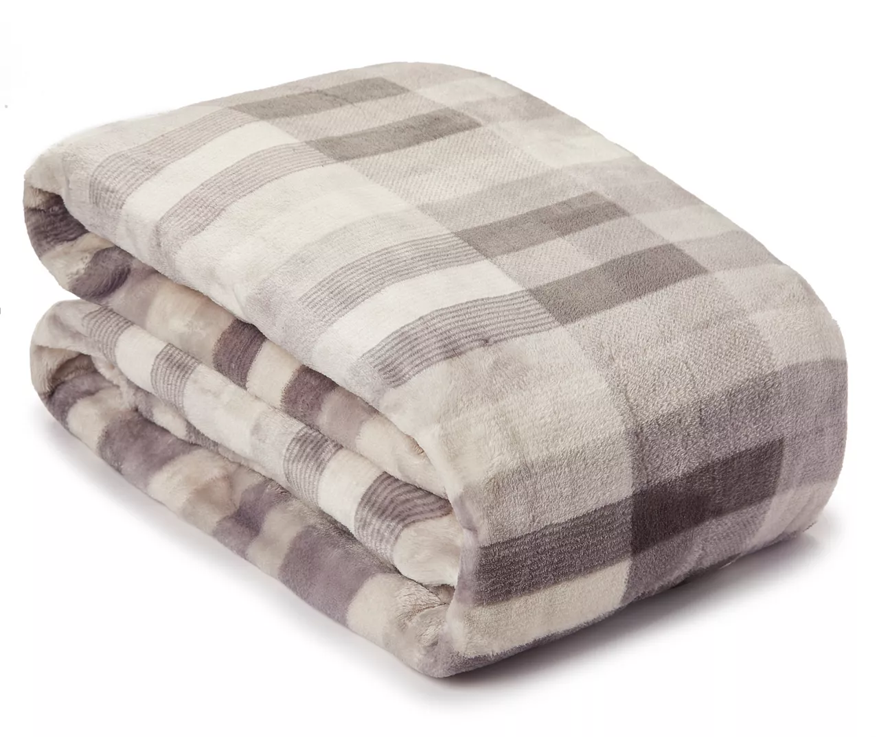 Broyhill Gray Plaid Velvet Plush Blanket - Image 3
