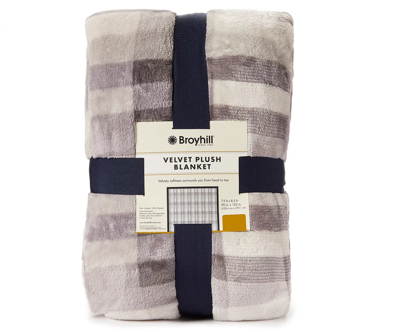 Broyhill Gray Plaid Velvet Plush Blanket - Image 2