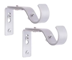 Brushed Nickel Adjustable Curtain Rod Brackets, 2-Pack