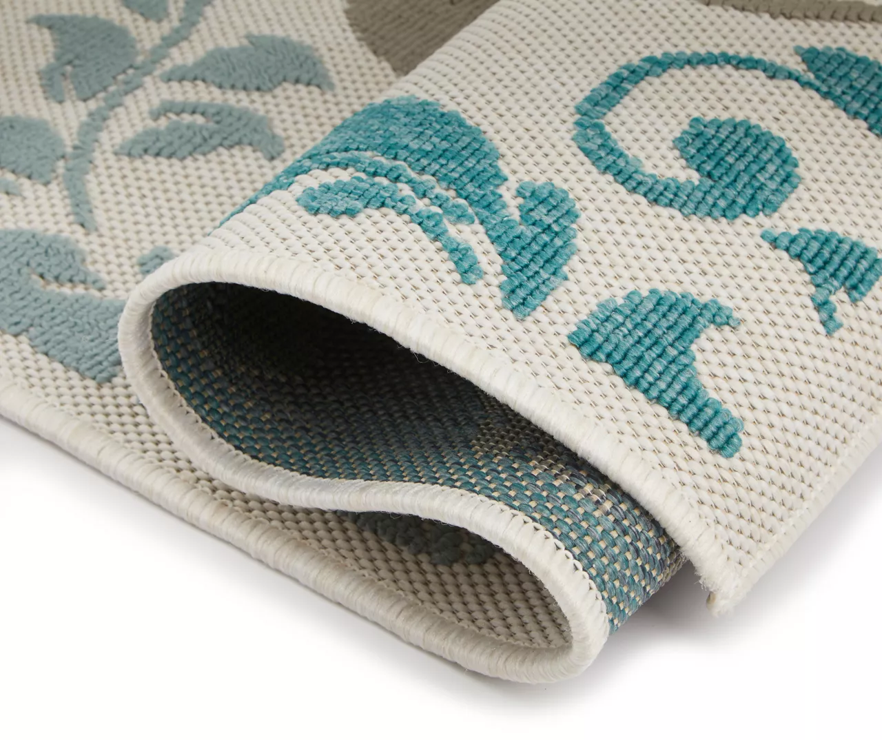 Broyhill Eastlake Teal & Gray Damask Outdoor Area Rug - Image 3