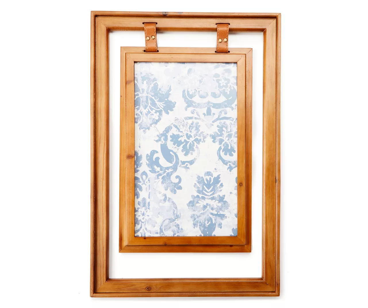 Double-Framed Blue Damask Hanging Wall Decor