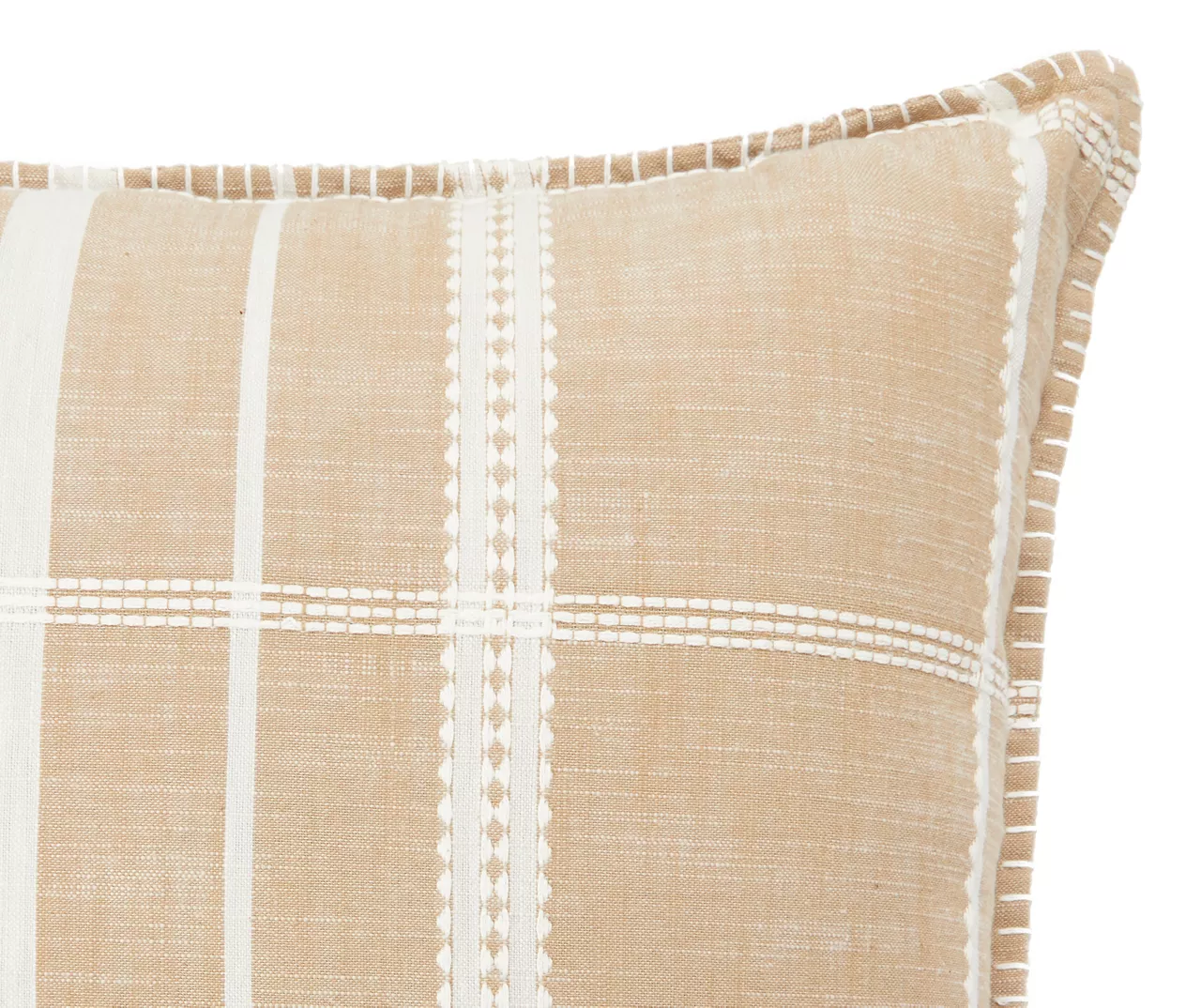 Tan & White Plaid Throw Pillow - Image 2