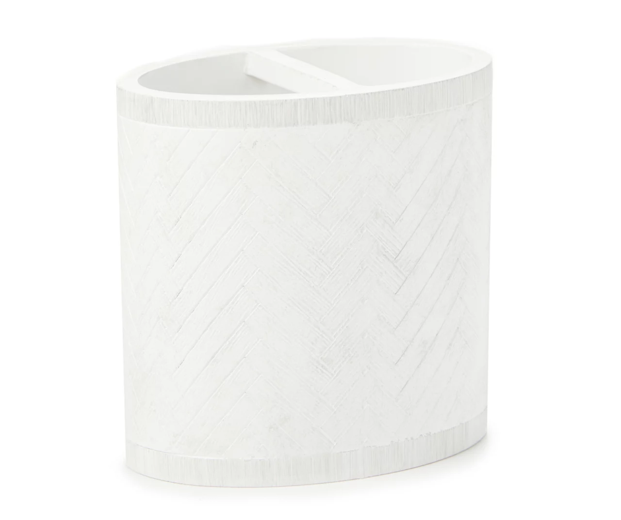 White Herringbone Toothbrush Holder