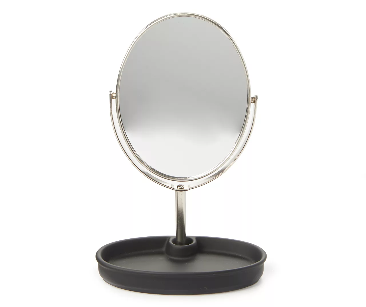 Matte Black Rubberized Oval Tray Mirror