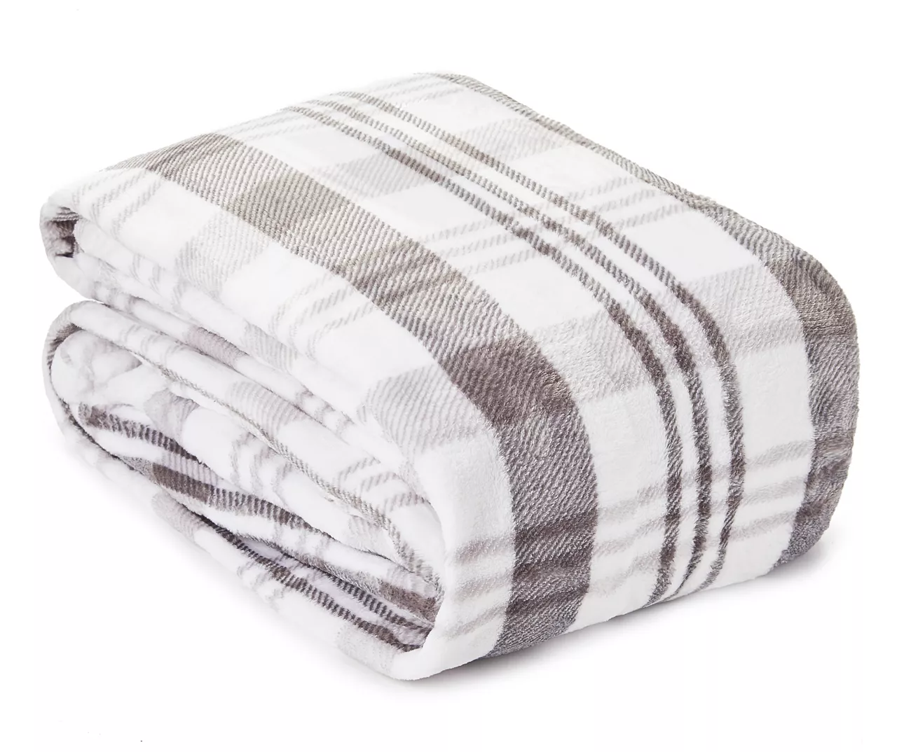 Gray & White Plaid Velvet Plush Queen/King Blanket - Image 2