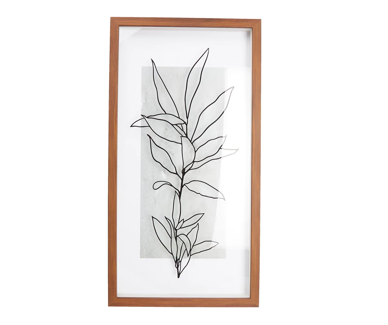 Black & Brown Botanical Line Drawing Leafy Plant Framed Wall Art