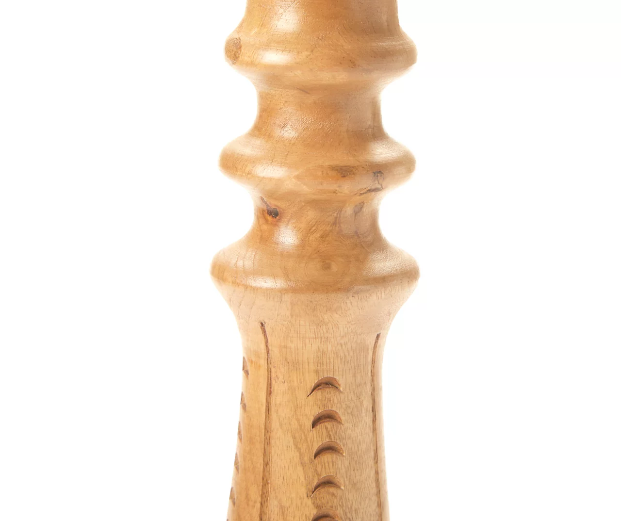 Light Brown Notch-Carved Pillar Candle Holder - Image 4