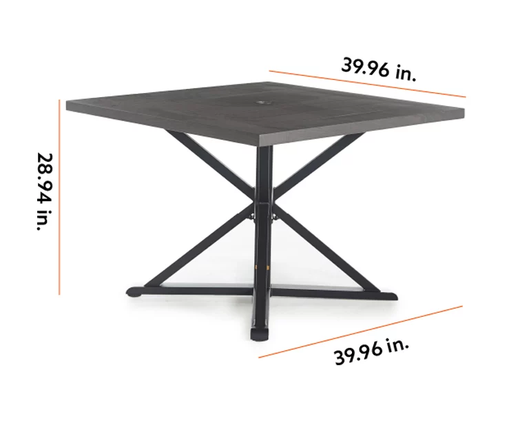 Autumn Cove Brown Wood Look Square Steel Patio Dining Table - Image 7