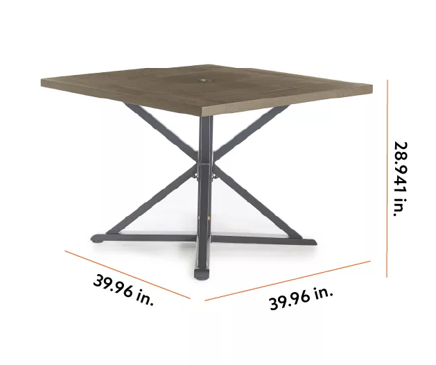 Autumn Cove Light Brown Wood Look Square Steel Patio Dining Table - Image 7