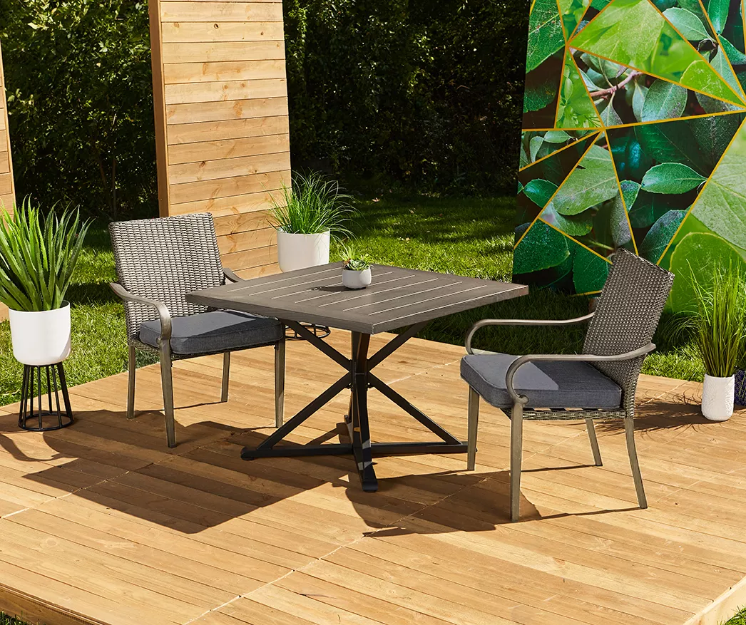 Broyhill Autumn Cove Wood Look Square Steel Patio Dining Table - Image 13