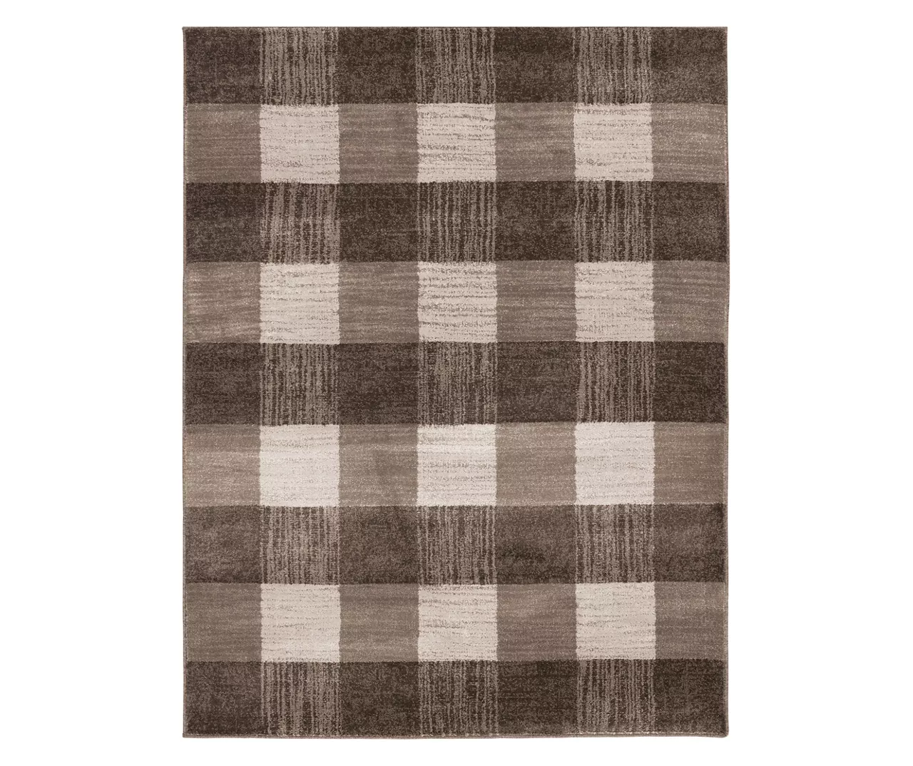 Regina Brown & Greige Checkerboard Area Rug, (8' X 10')