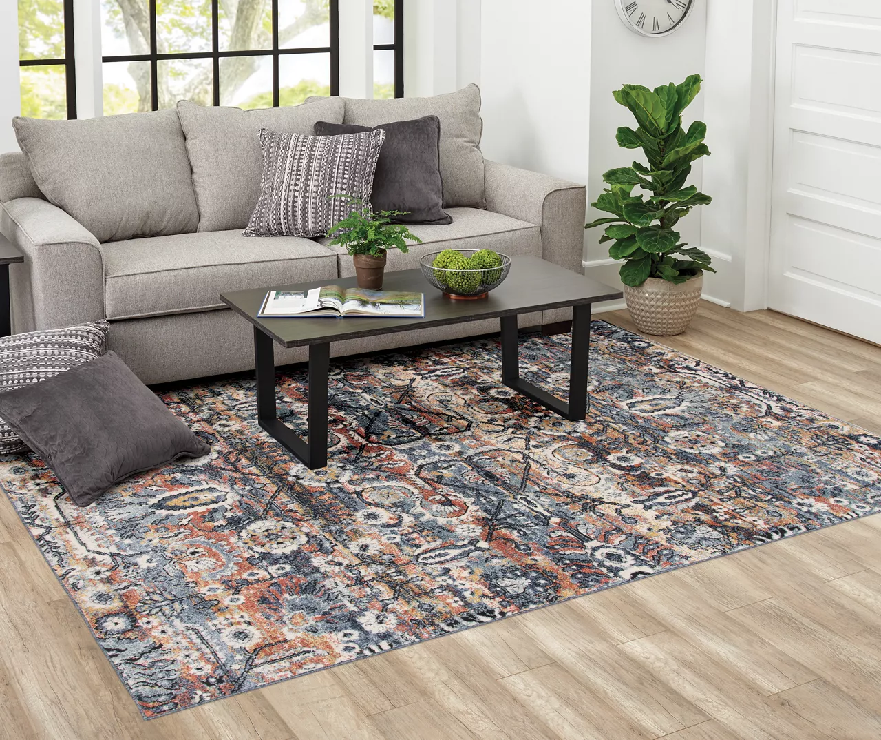 Broyhill Clifton Tan & Rust Floral Geometric Area Rug - Image 2