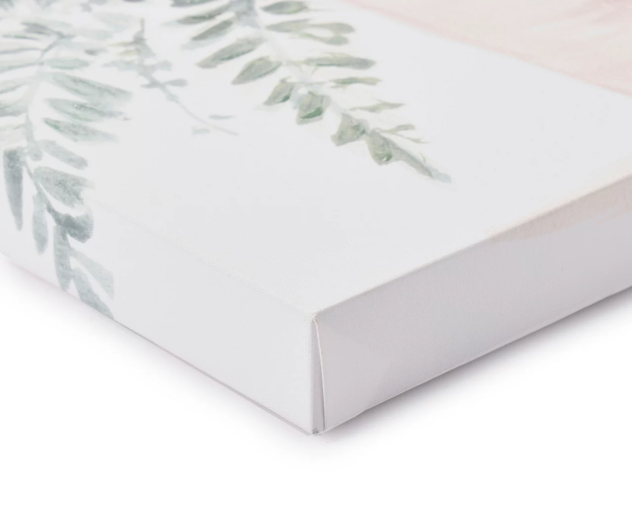 White & Green Embellished Cattail Wrapped Canvas - Image 2