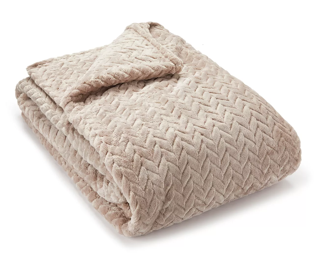 Tan Chevron Embossed Velvet Queen Blanket - Image 2