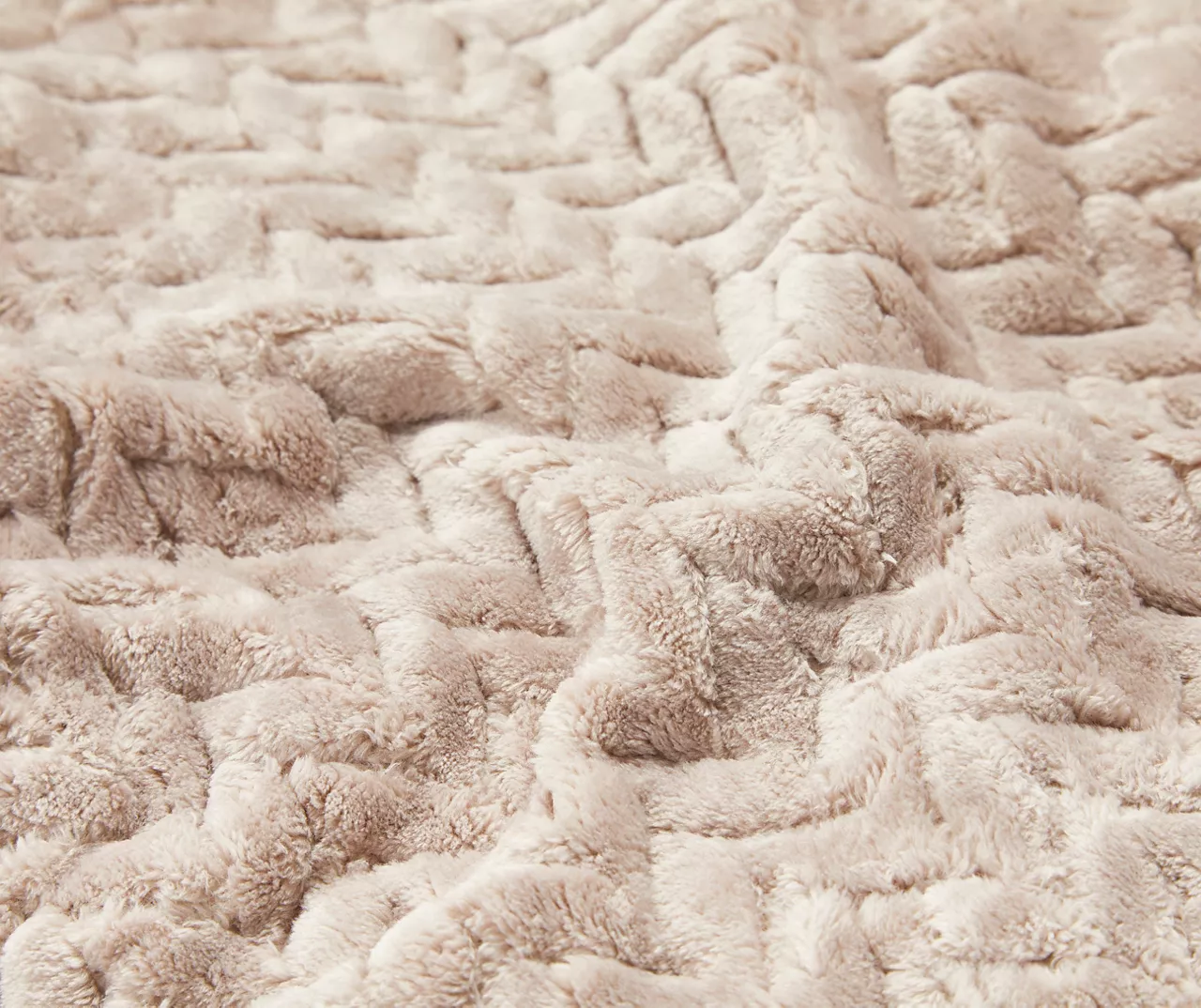 Tan Chevron Embossed Velvet Queen Blanket - Image 3