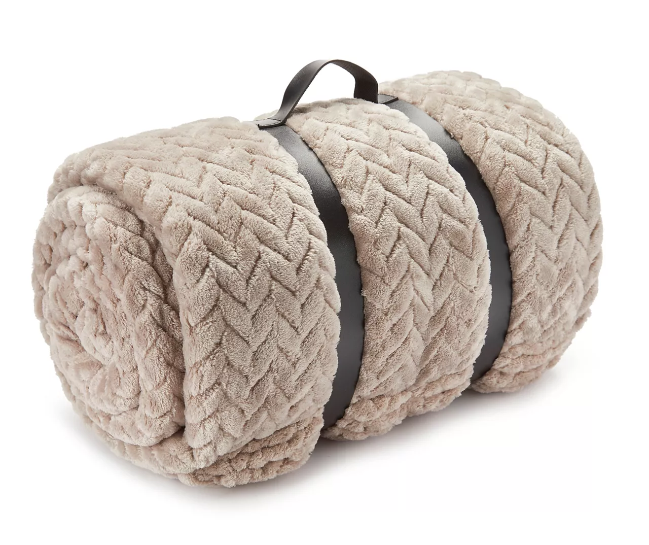 Tan Chevron Embossed Velvet Queen Blanket