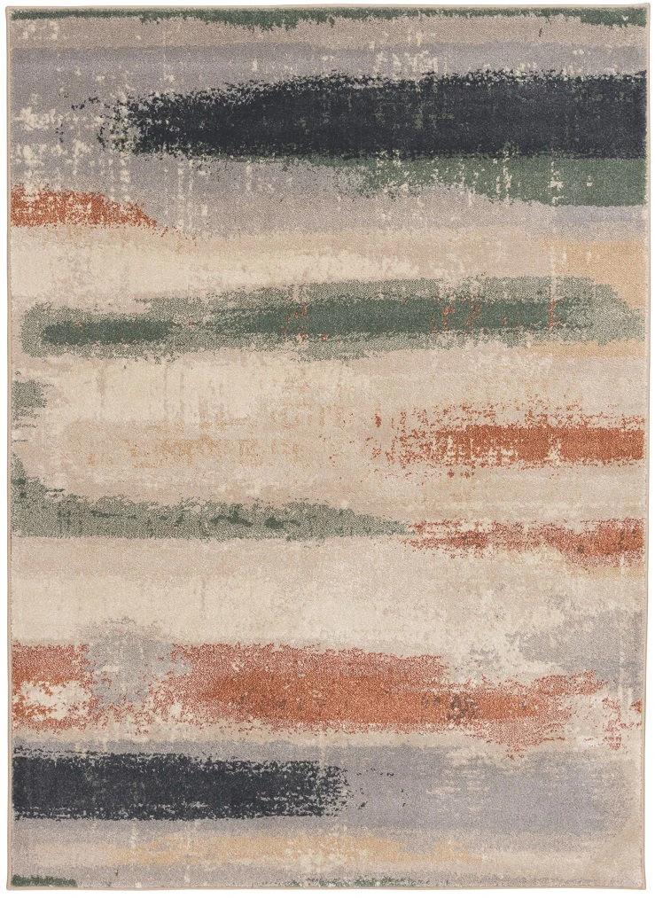 Hadlee Sand, Coral & Green Abstract Area Rug, (6' X 9') - Image 7
