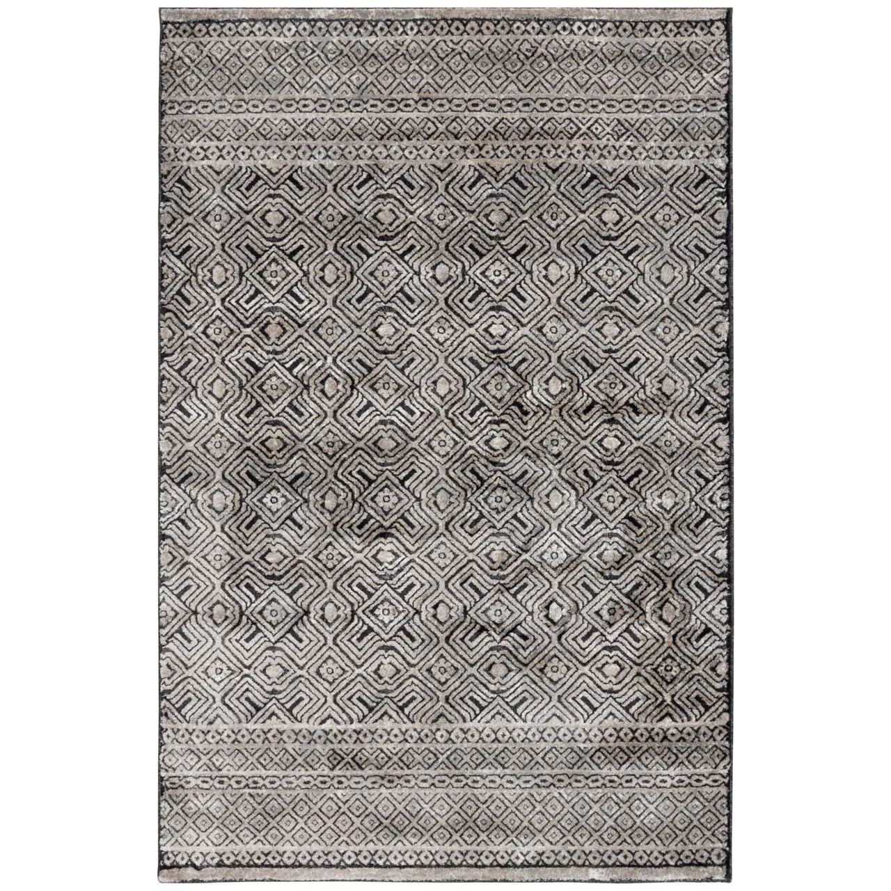 Colin Dark Blue & Whitecap Geometric Area Rug, (5' X 7')