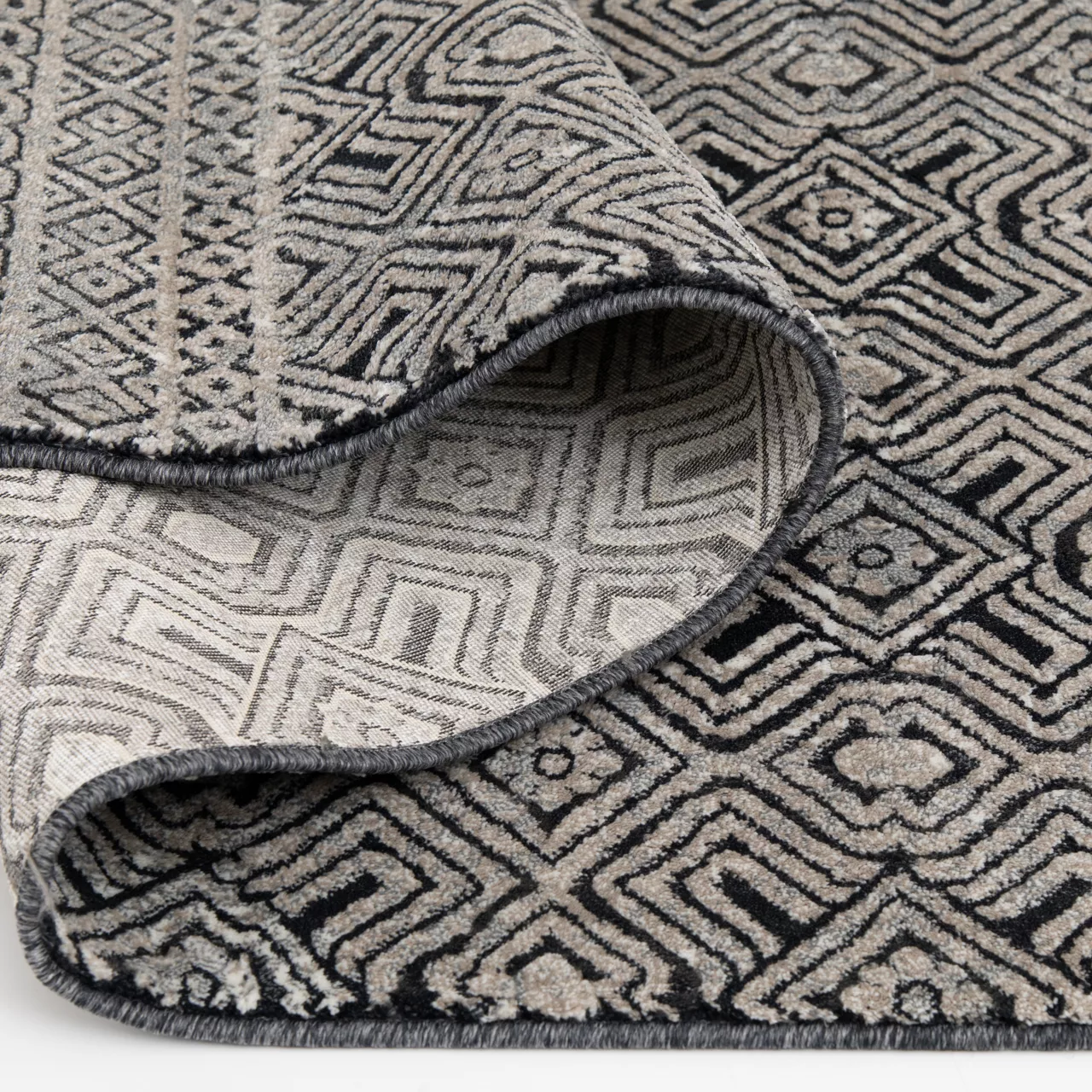 Colin Dark Blue & Whitecap Geometric Area Rug, (5' X 7') - Image 5