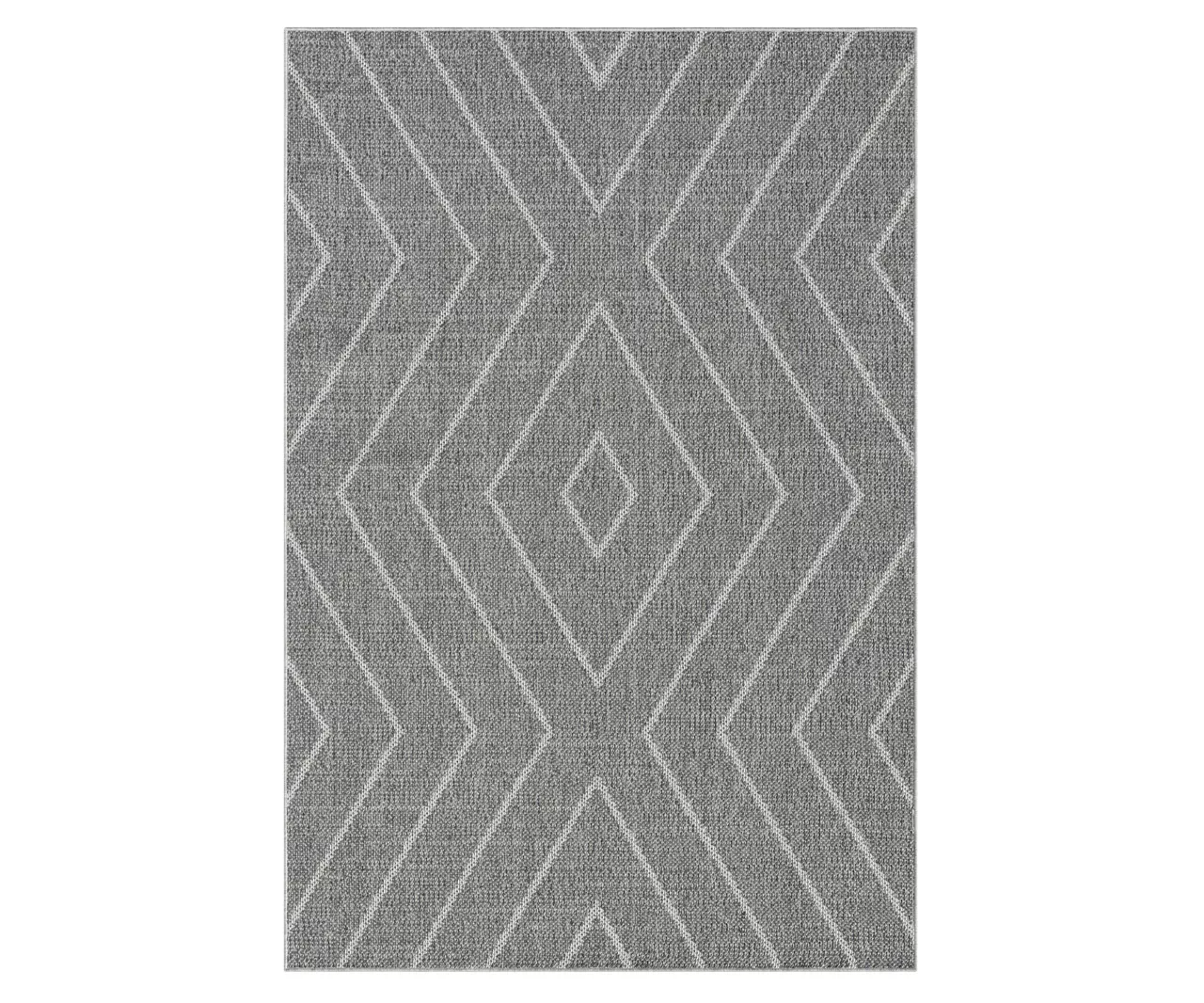 Jani Lagos Gray Geometric Outdoor Area Rug, (5' X 7')