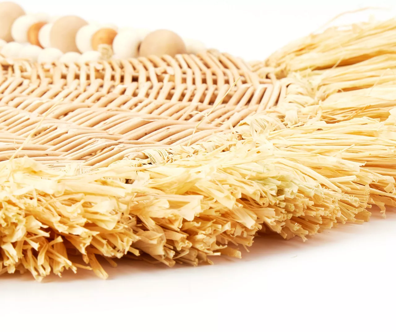 Wild Sedona Raffia & Beads Hanging Wall Fan - Image 4