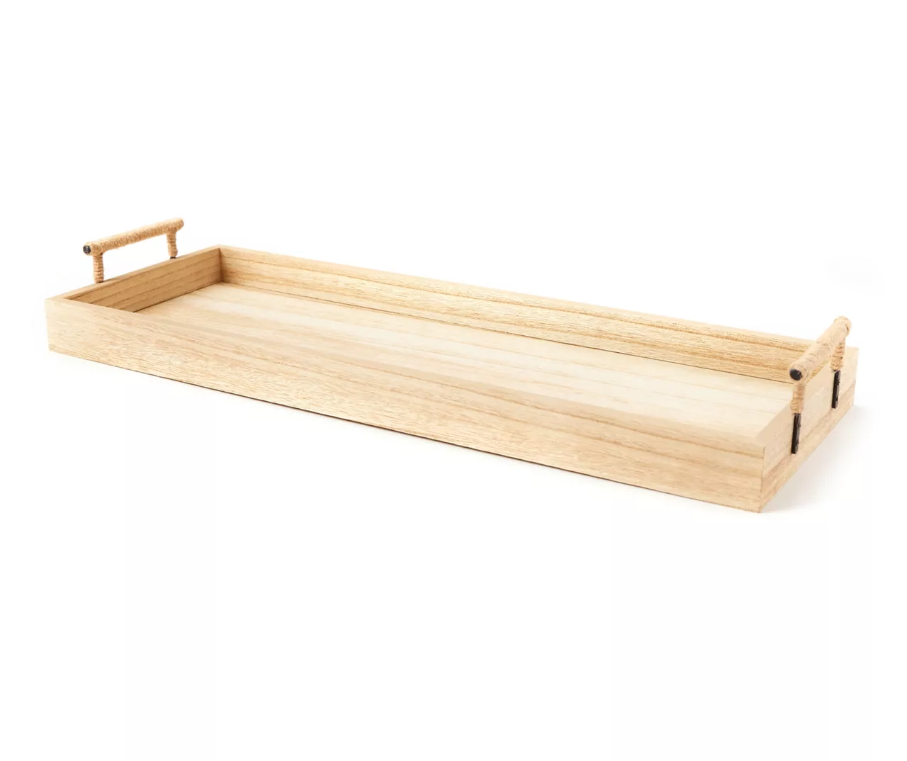 Light Brown Wood Tray With Metal Handles - Image 2