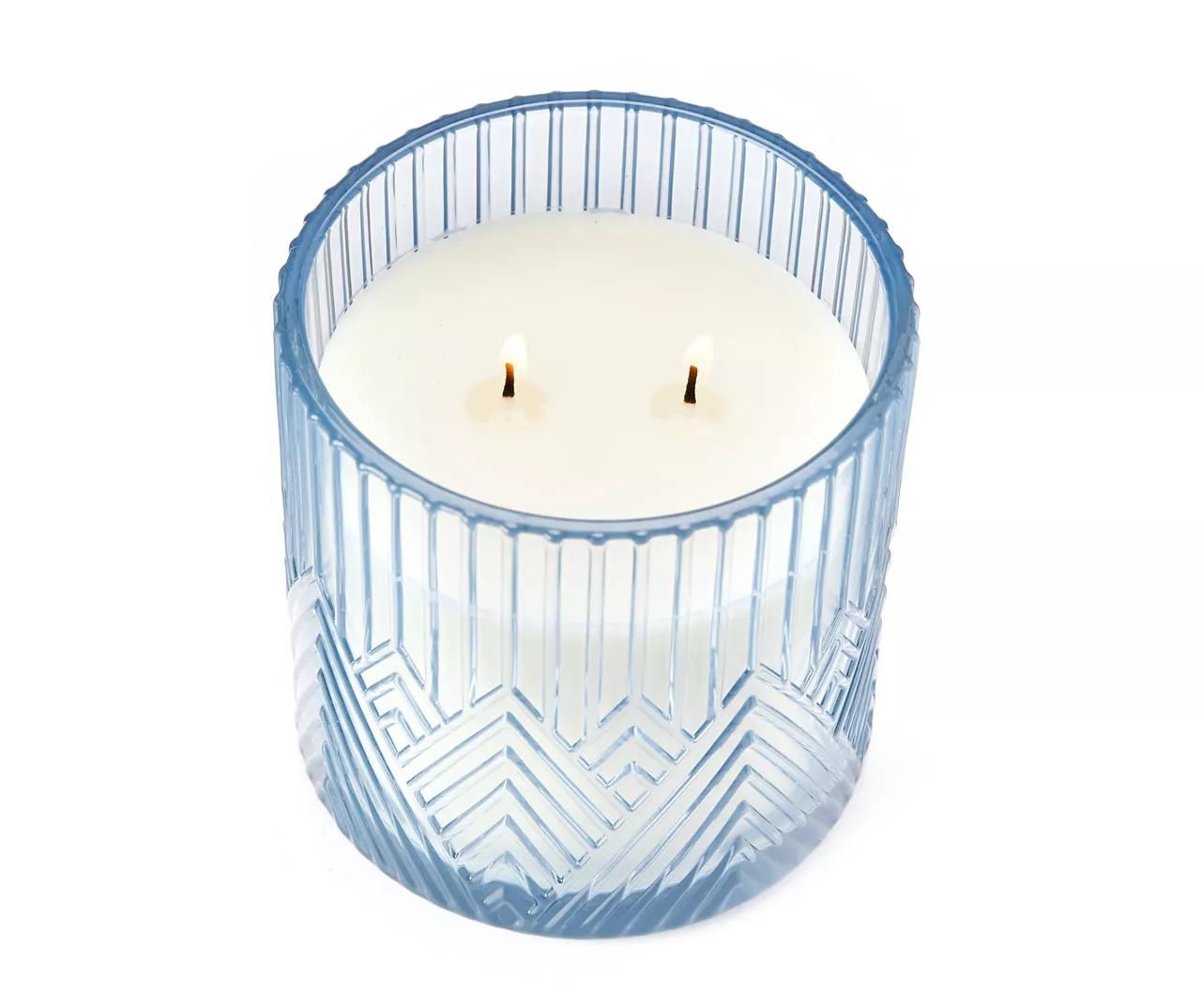 Chamomile Tea Blue Geometric Glass Jar Candle, 16 Oz. - Image 2