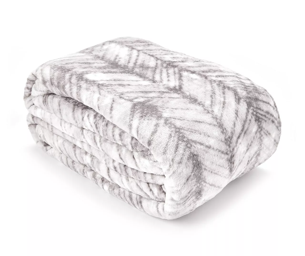 Gray & White Herringbone Queen/King Plush Velvet Blanket - Image 4