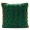 Green Cable-Knit Faux Fur-Trim Throw Pillow