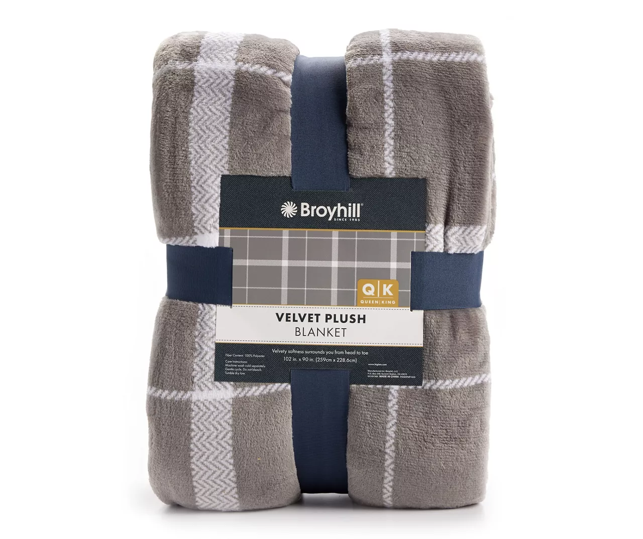 Gray & White Plaid Queen/King Velvet Plush Blanket - Image 2