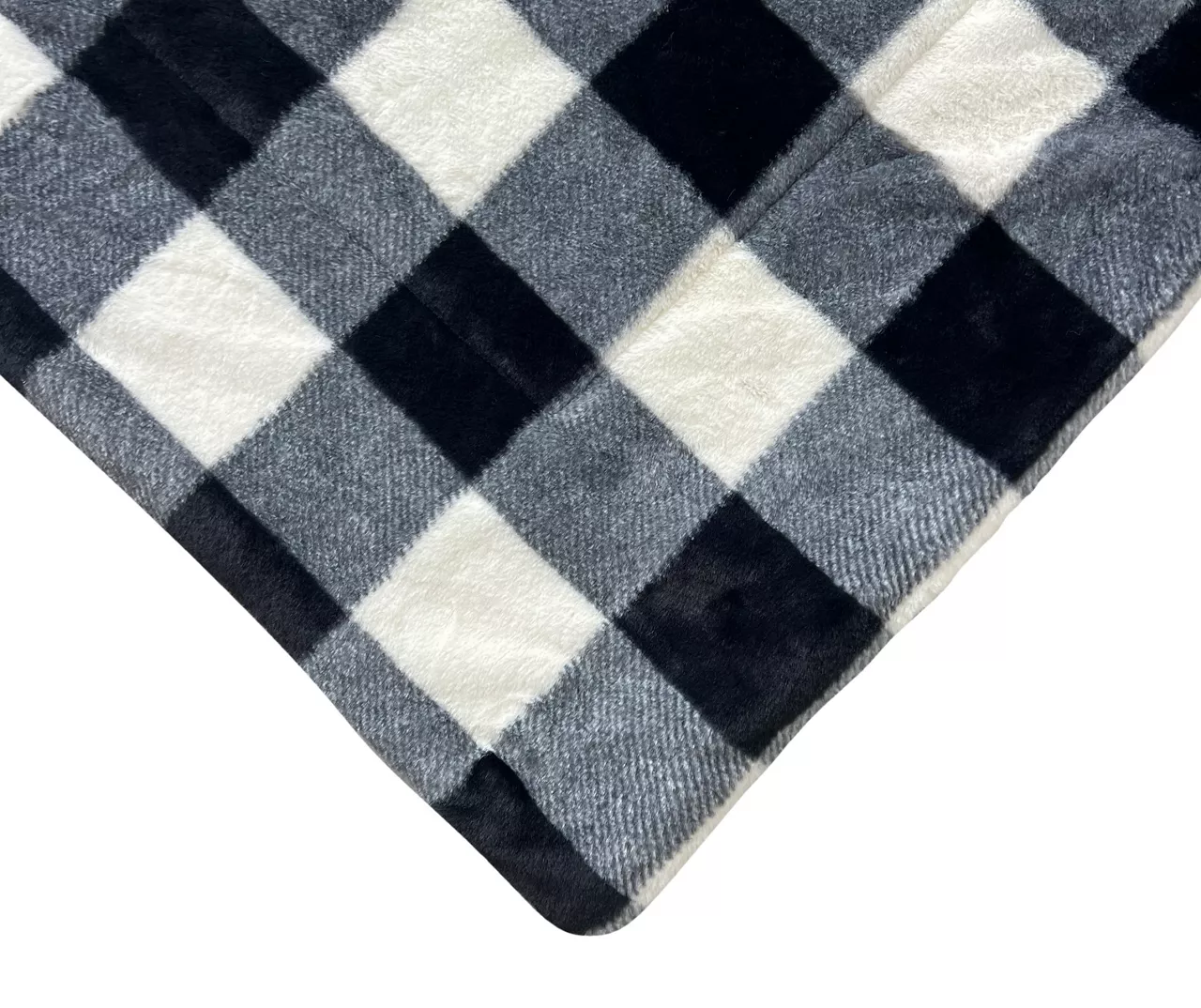 Black & White Buffalo Check Faux Fur King Comforter - Image 4