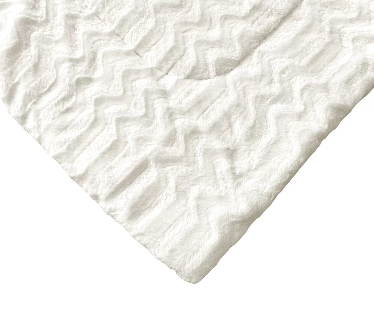 White Chevron Stripe Faux Fur King Comforter - Image 5