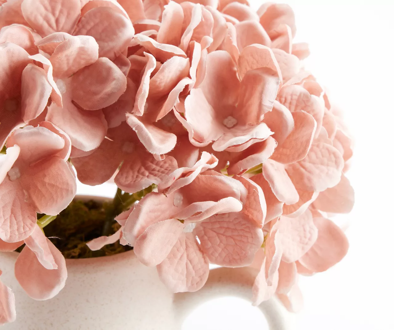 Artificial Hydrangeas In White Pitcher - Image 2